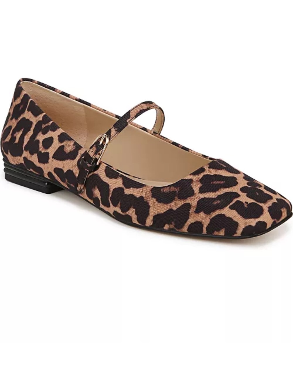 NWOTFranco Sarto Tinsley Leopard-Print Mary Jane Flats - Black & Brown, size 7.5